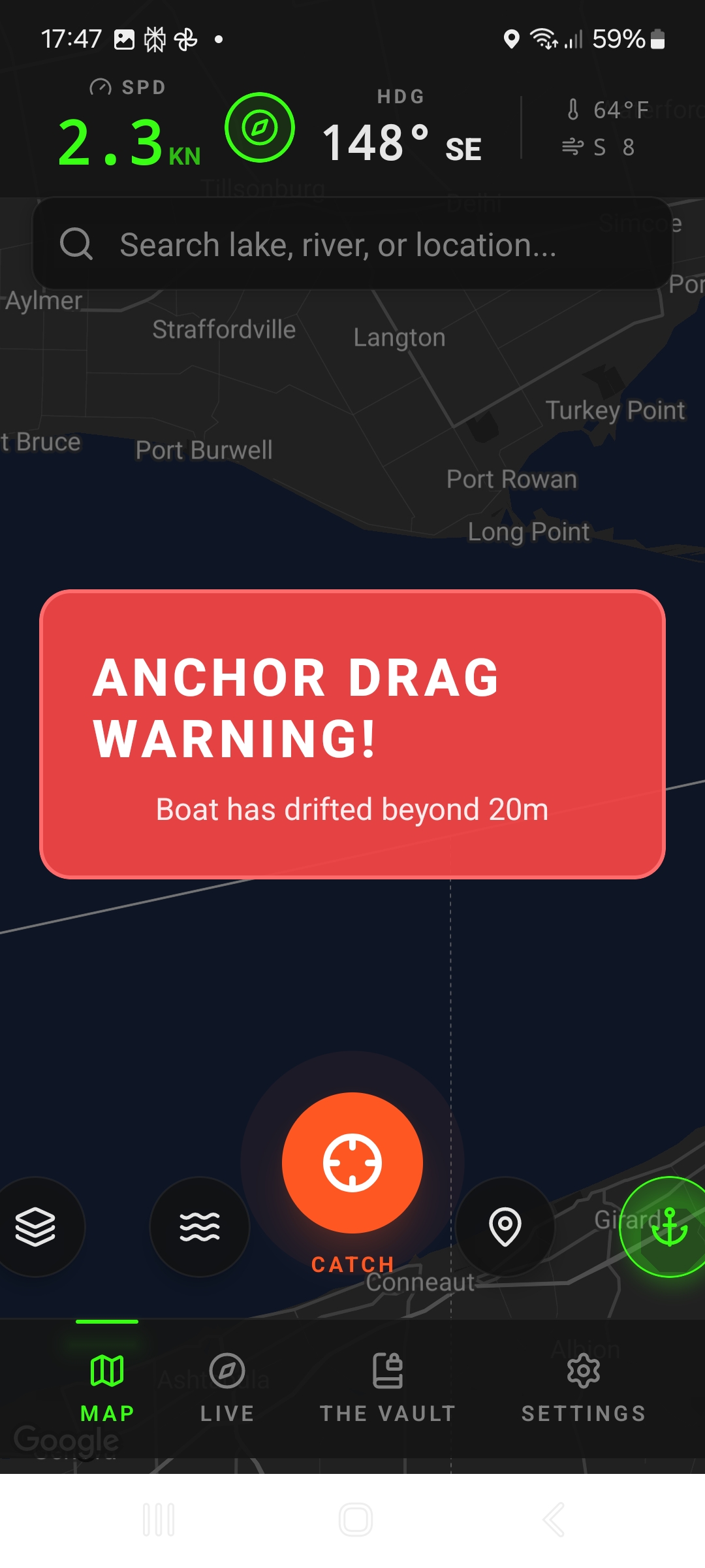 VaultCatch Tactical Map Interface
